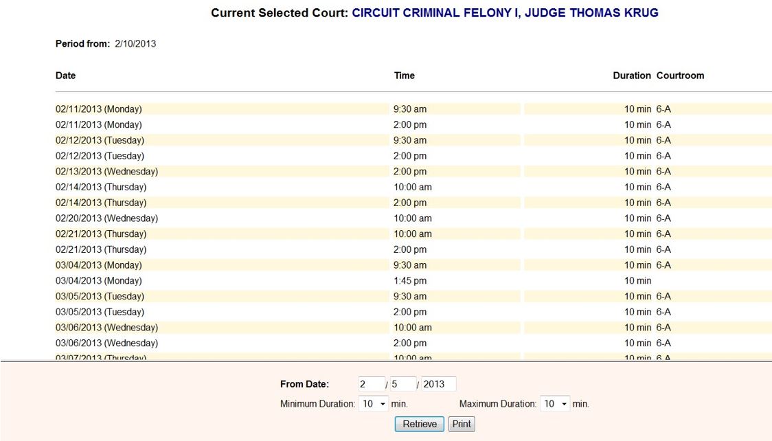 Available hearing dates Available hearing dates