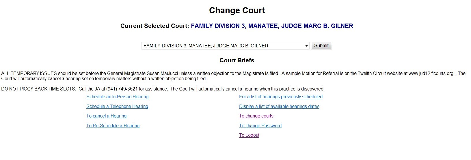 Change Court Form result Change Court Form result