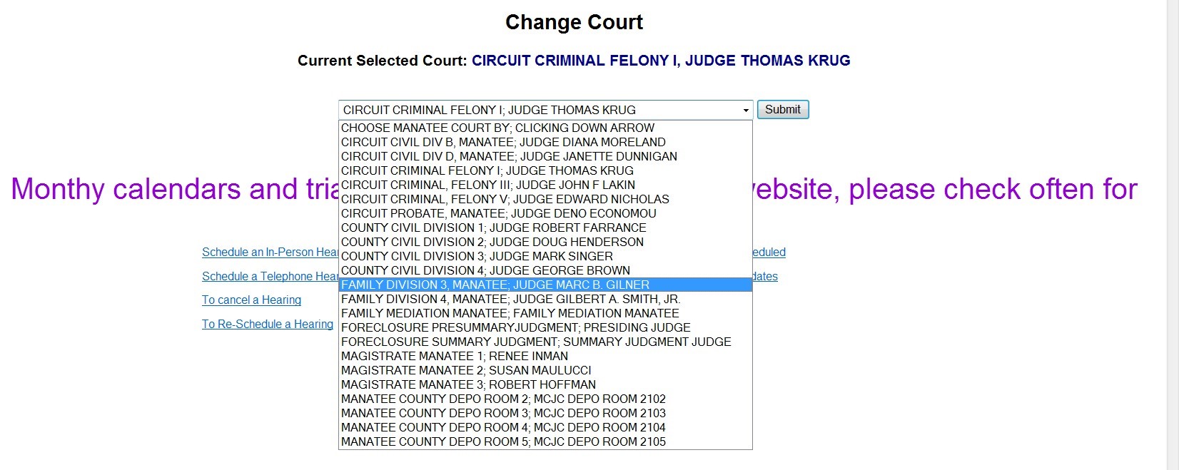 Change Court form Change Court form