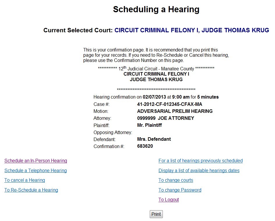 Confirmation Page Confirmation Page