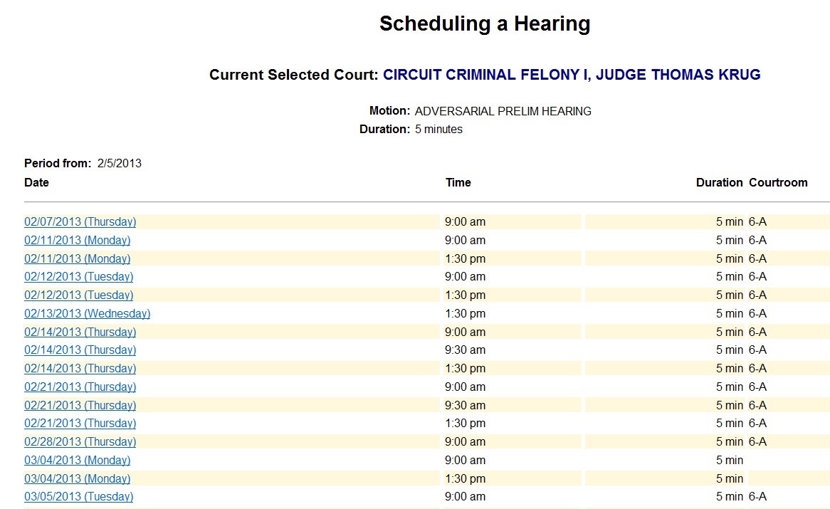 Schedule Hearing Date Selection Schedule Hearing Date Selection
