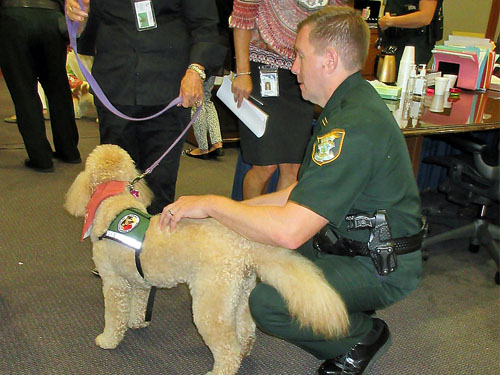 SSO Captain Giasone with therapy dog Fiona (retired)