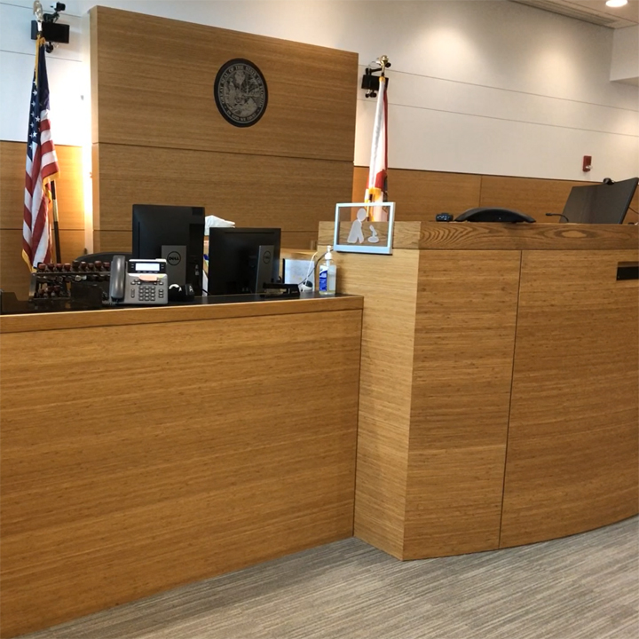 Clerk station and Judge's bench