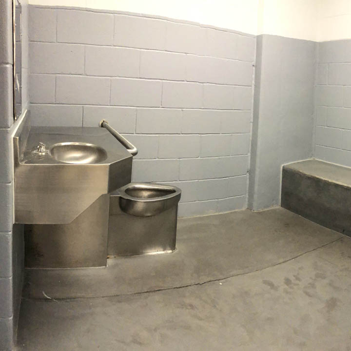 Secure holding area for women transported from the jail for a hearing