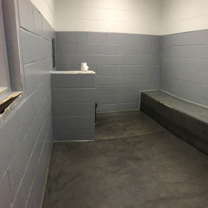 Secure holding area for women transported from the jail for a hearing